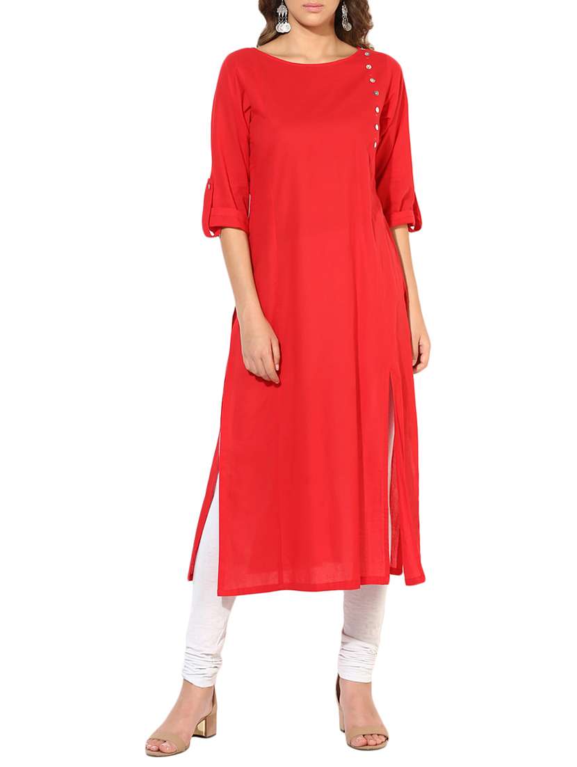 rose red straight kurta