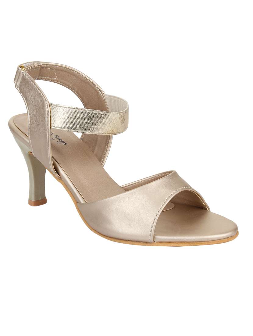 gold faux leather back strap sandals