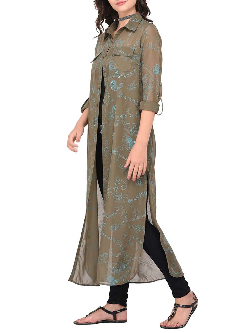 Floral Printed Longline Shrug - 15323426 -  Standard Image - 1
