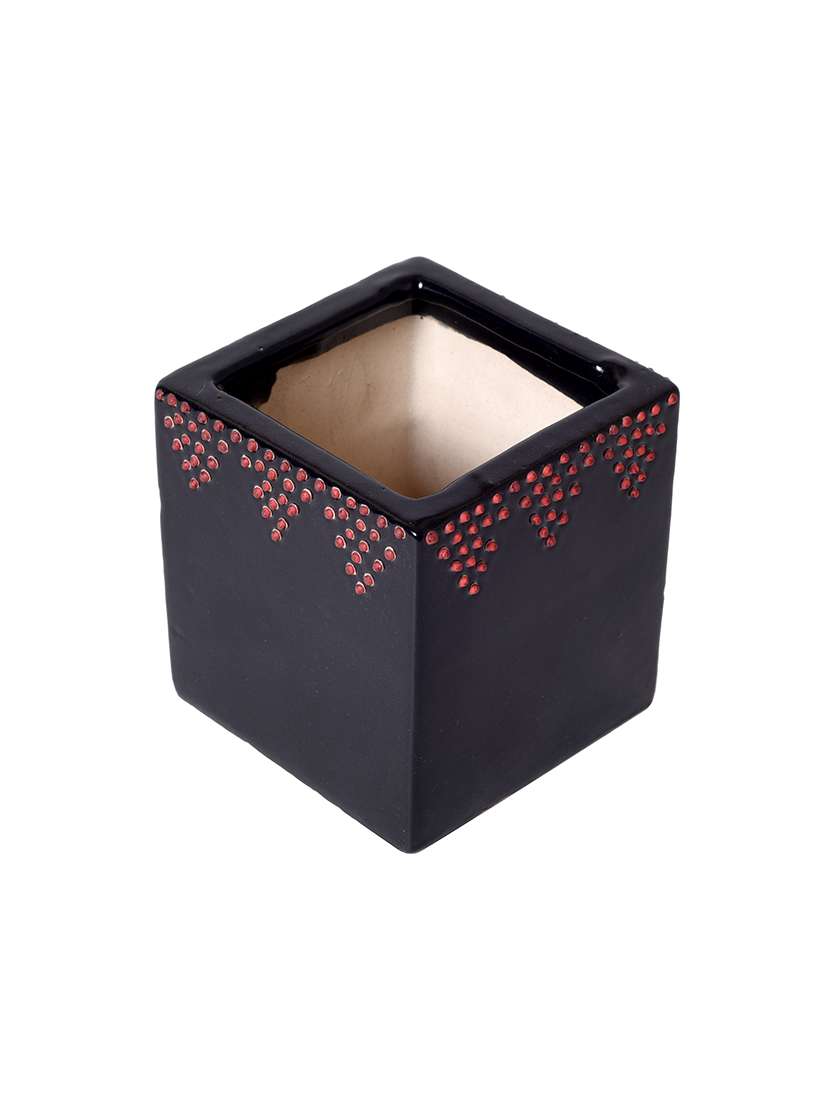 ceramic black table top planter - 15325697 -  Standard Image - 1