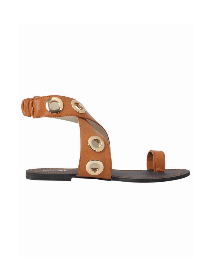tan pu ankle strap sandals - 15326939 - Standard Image - 1