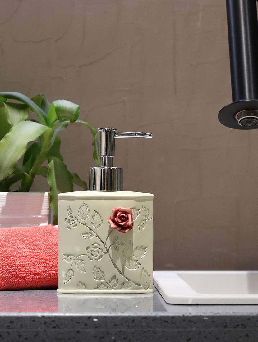 Liquid Soap Dispenser, White Polyresin Soap Dispenser For Kitchen, Bathroom Or Common Basin