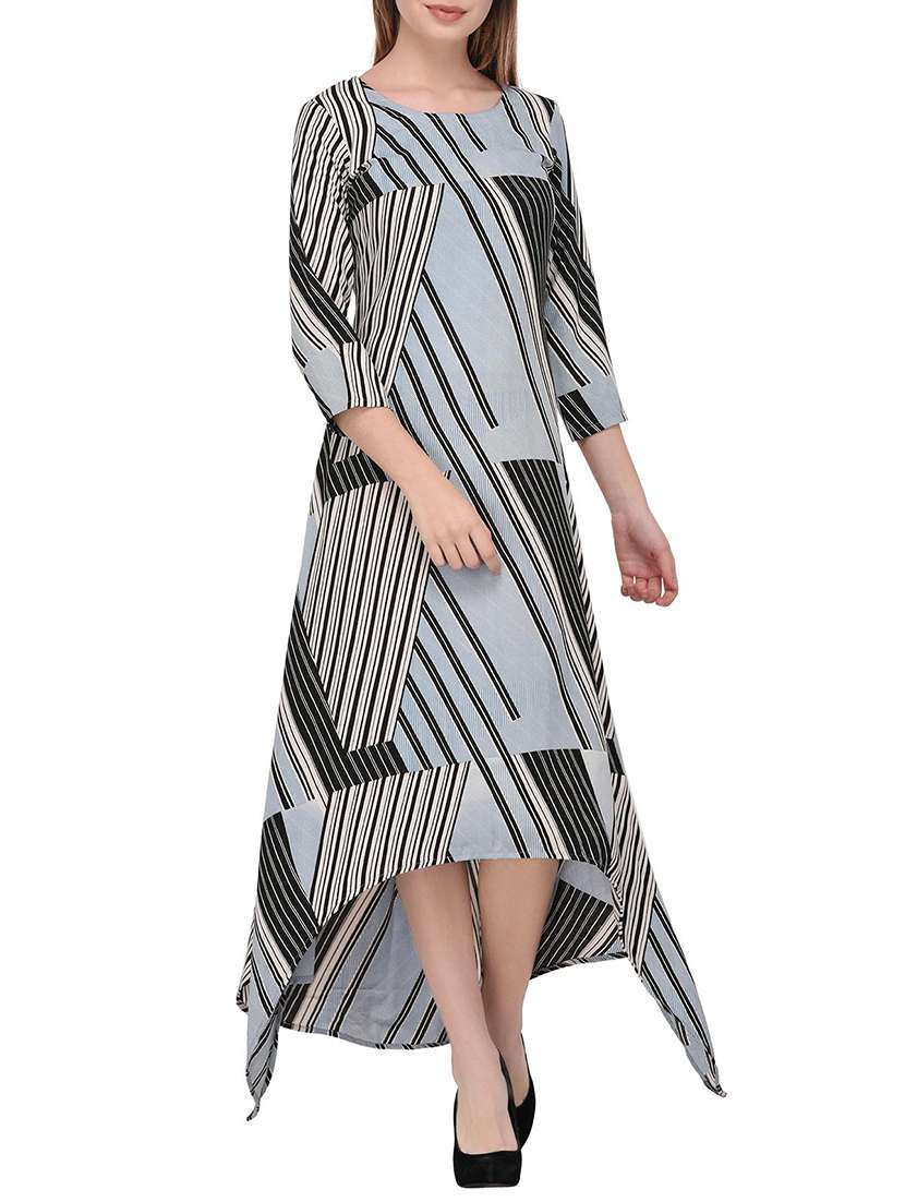 geometric print high low dress