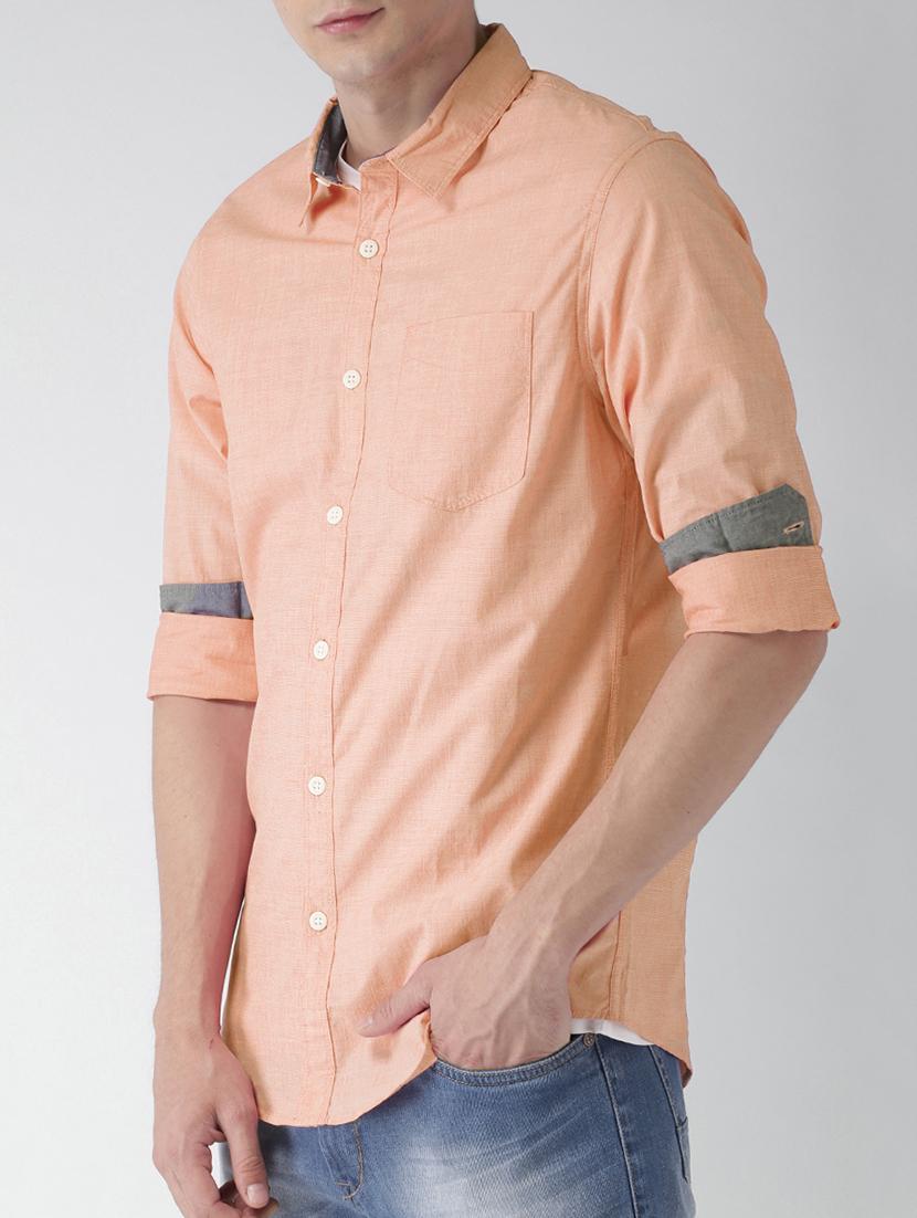 orange cotton casual shirt - 15328366 - Standard Image - 1