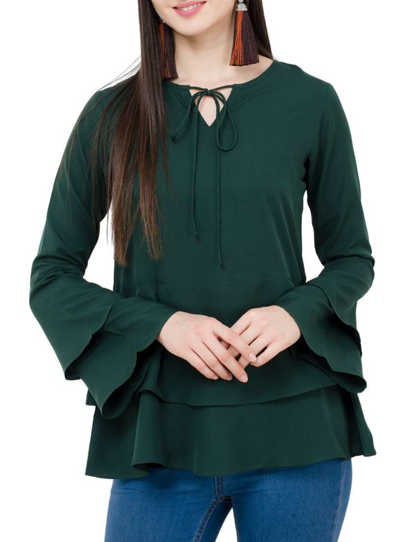 women's layered tie-up neck top