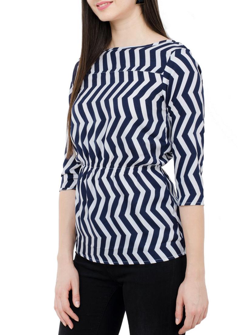 chevron boat neck top - 15331433 -  Standard Image - 1