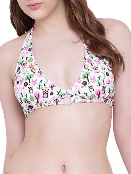 ring detail quirky print bra - 15334973 -  Standard Image - 0