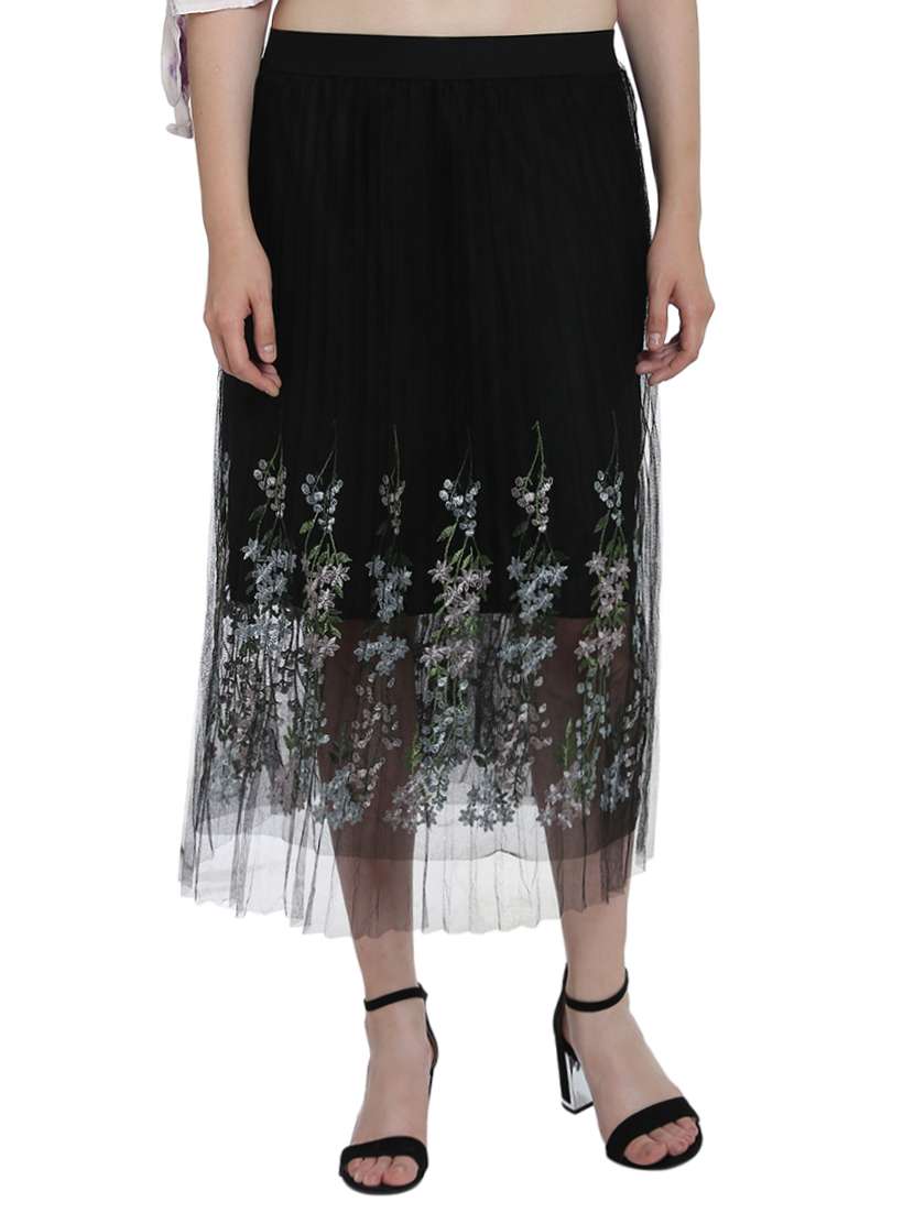 mesh net overlay midi skirt
