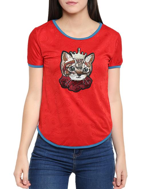 women's straight round neck top - 15336021 - Standard Image - 0