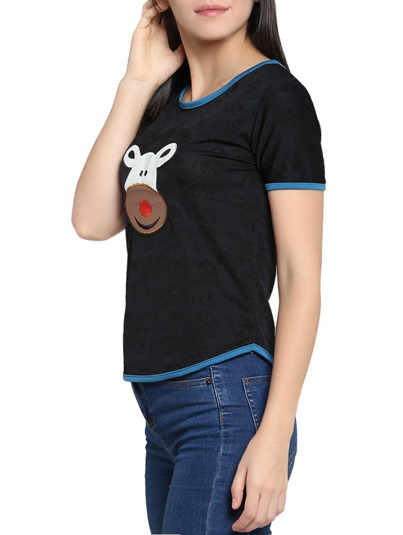 women's straight round neck top - 15336027 - Standard Image - 1