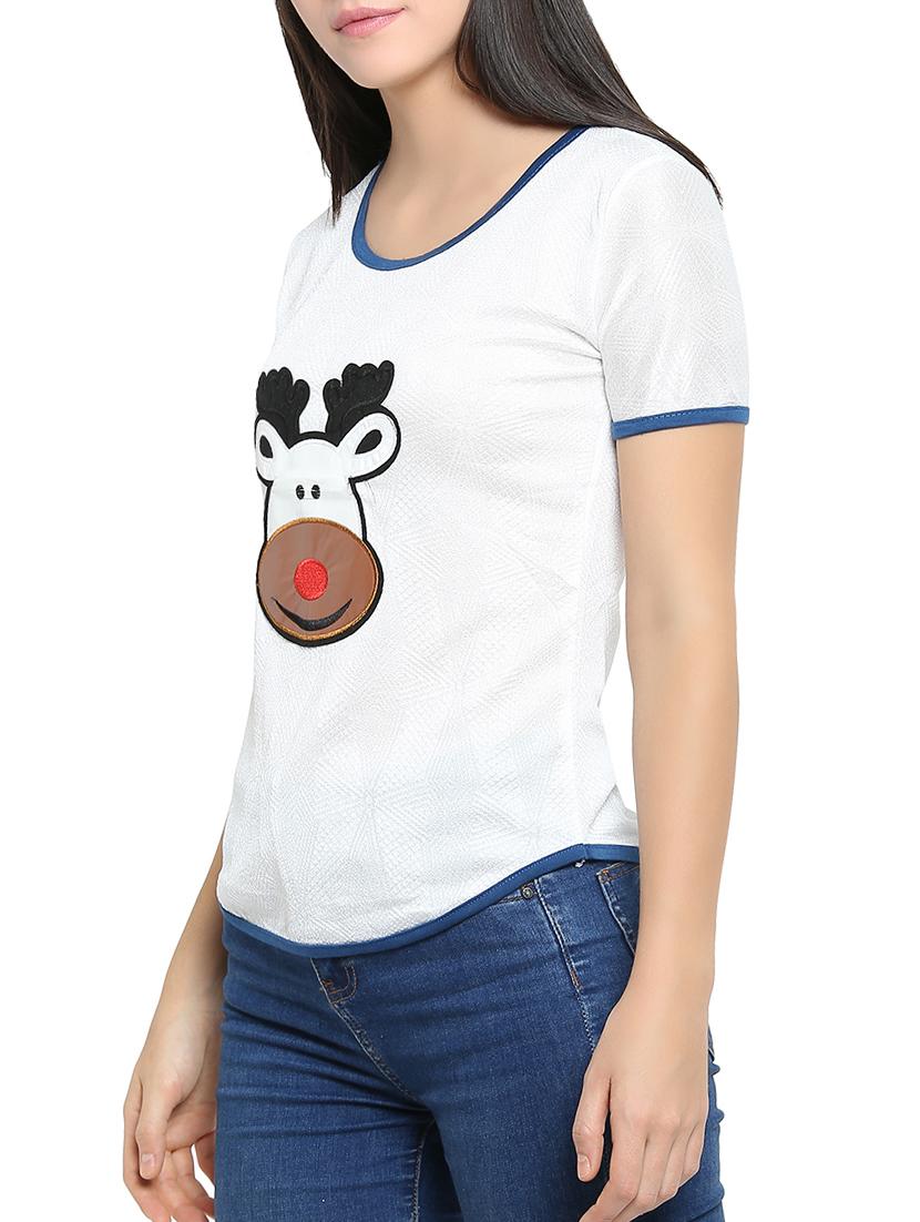 women's straight round neck top - 15336029 - Standard Image - 1