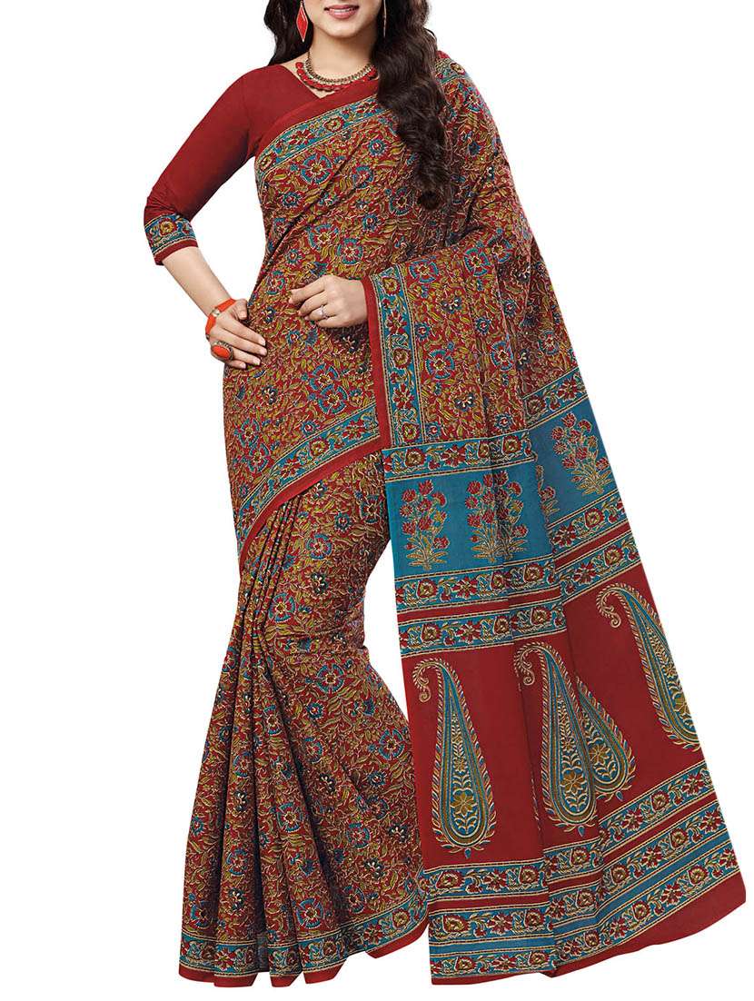 ditsy floral printed saree with blouse