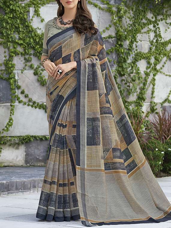 geometrical printed saree with blouse