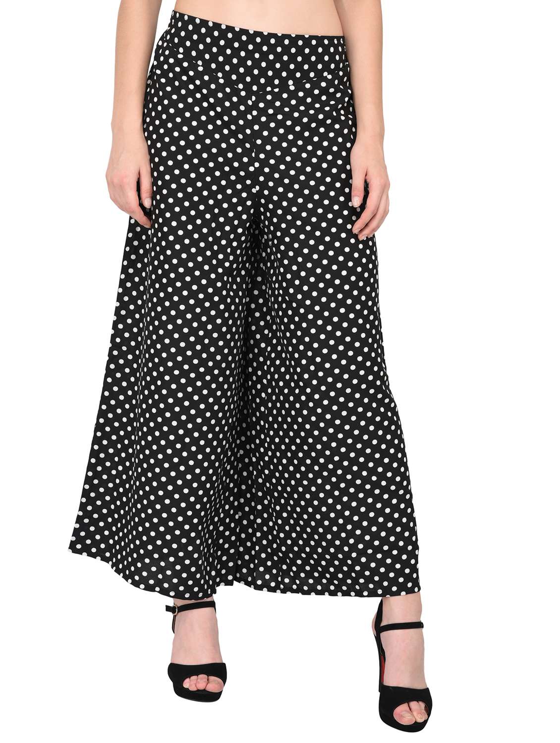 polka dot flared palazzo