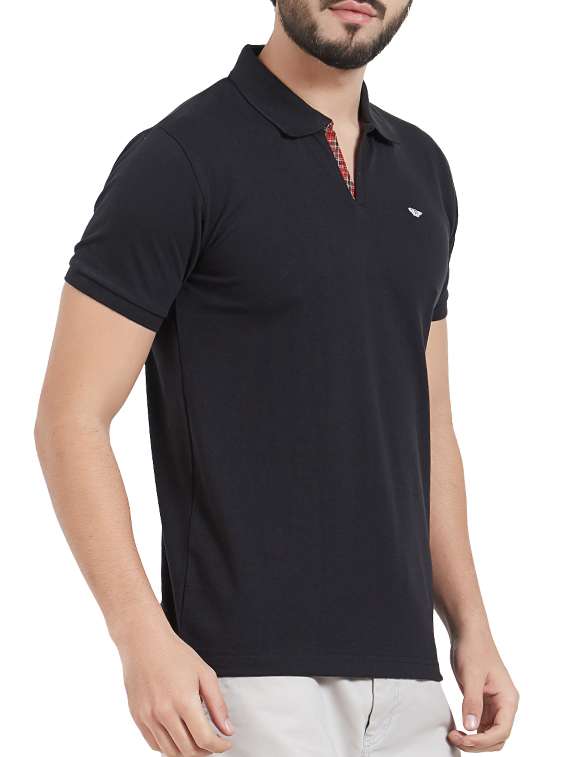 black cotton collared t-shirt - 15339150 -  Standard Image - 1