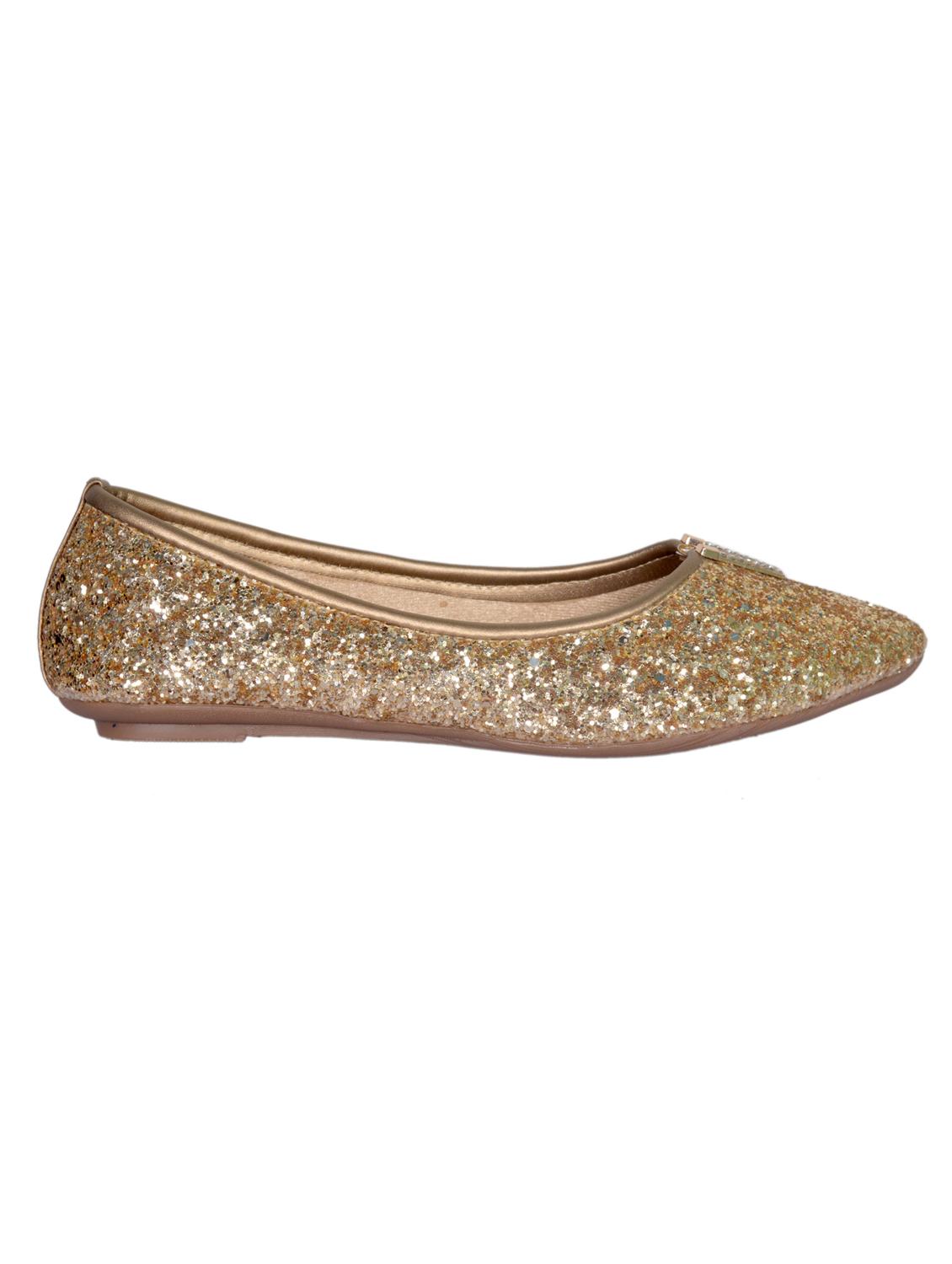 gold pu slip on ballerina - 15339293 -  Standard Image - 1