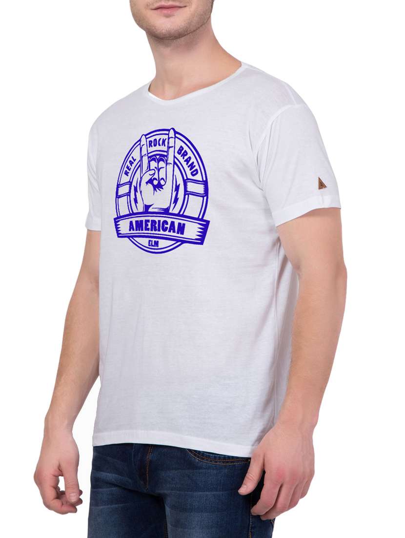 white cotton chest print tshirt - 15340676 -  Standard Image - 1