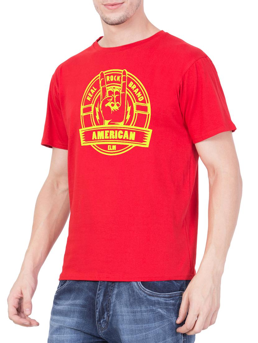 red cotton chest print tshirt - 15340704 - Standard Image - 1