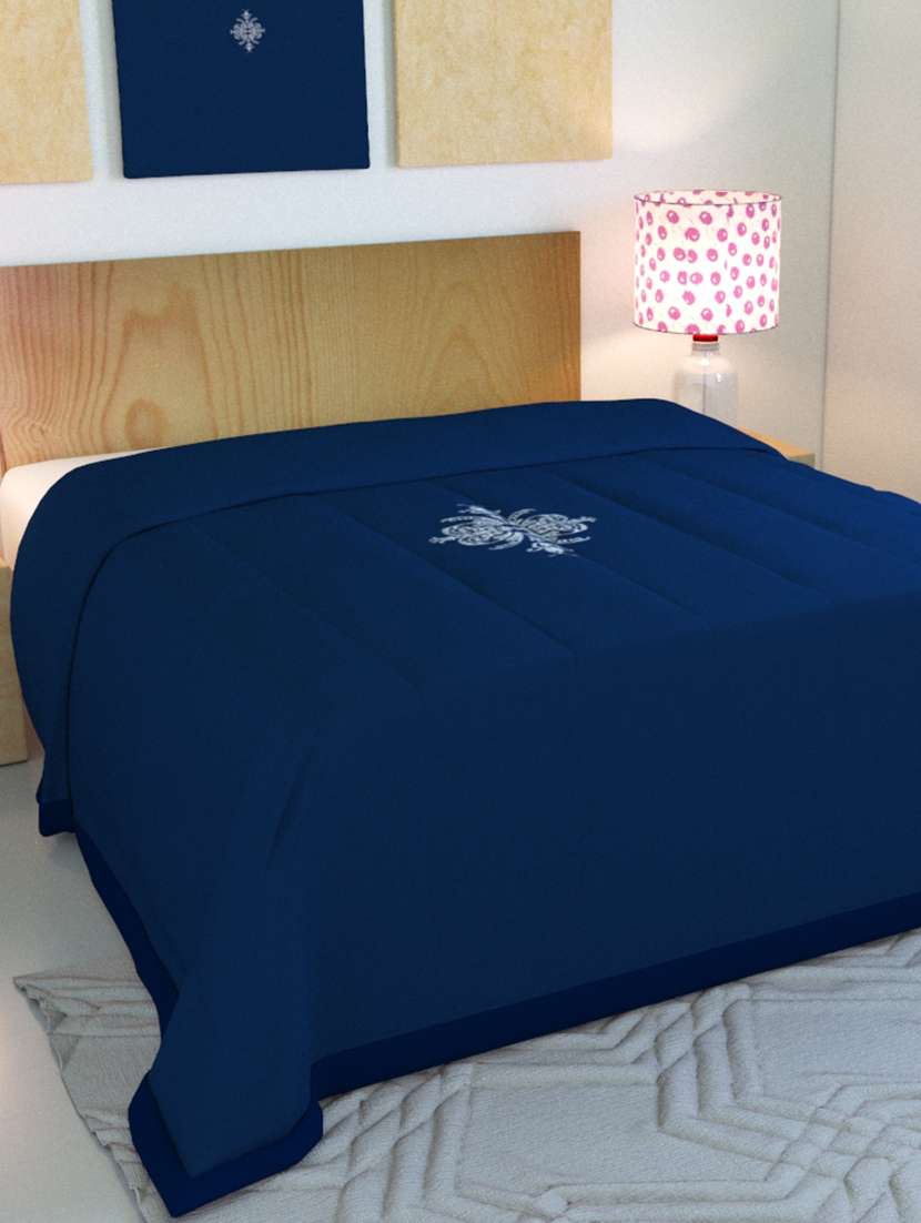blue embroided double bed ac blanket