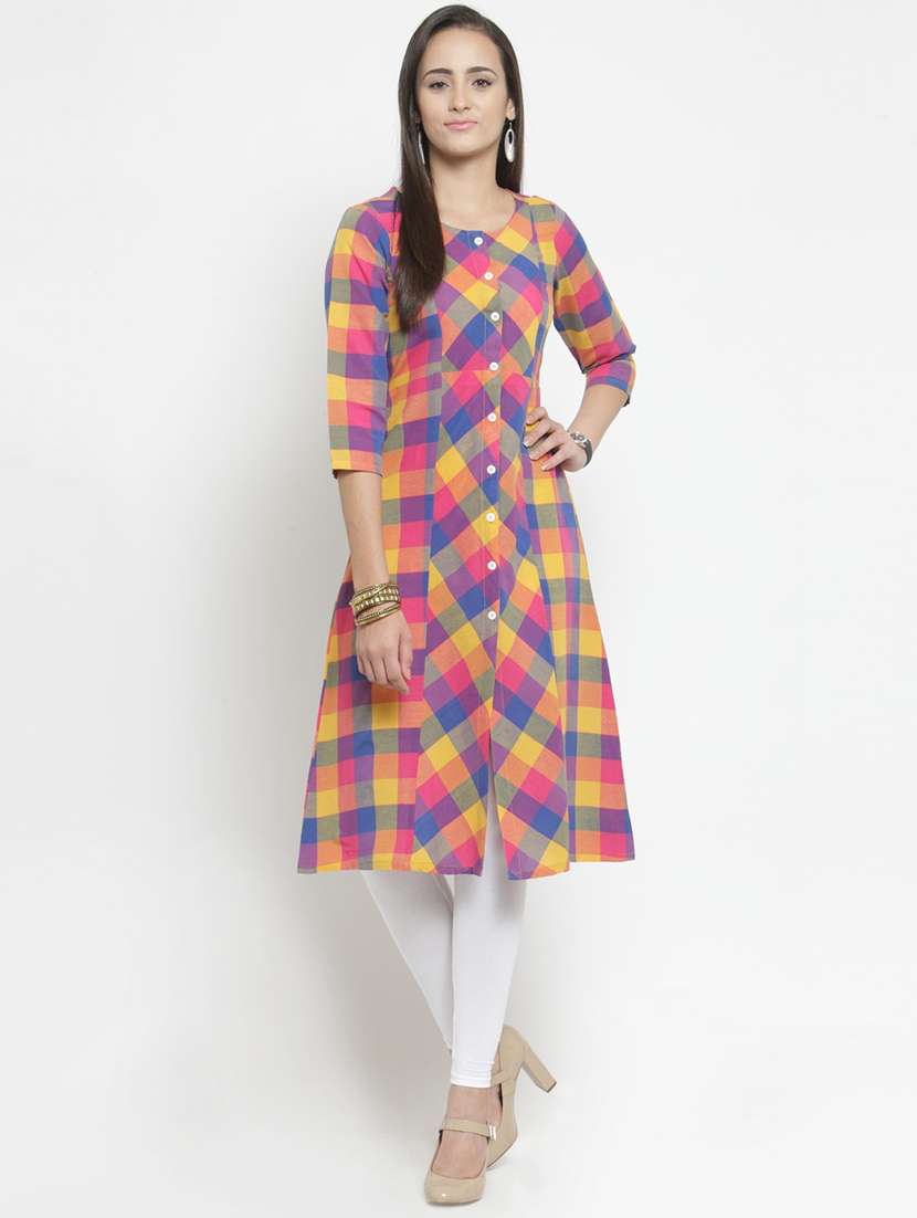 a-line multi checks kurta