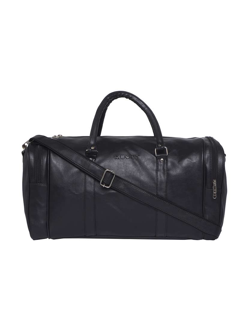 black leatherette (pu) dufflebag
