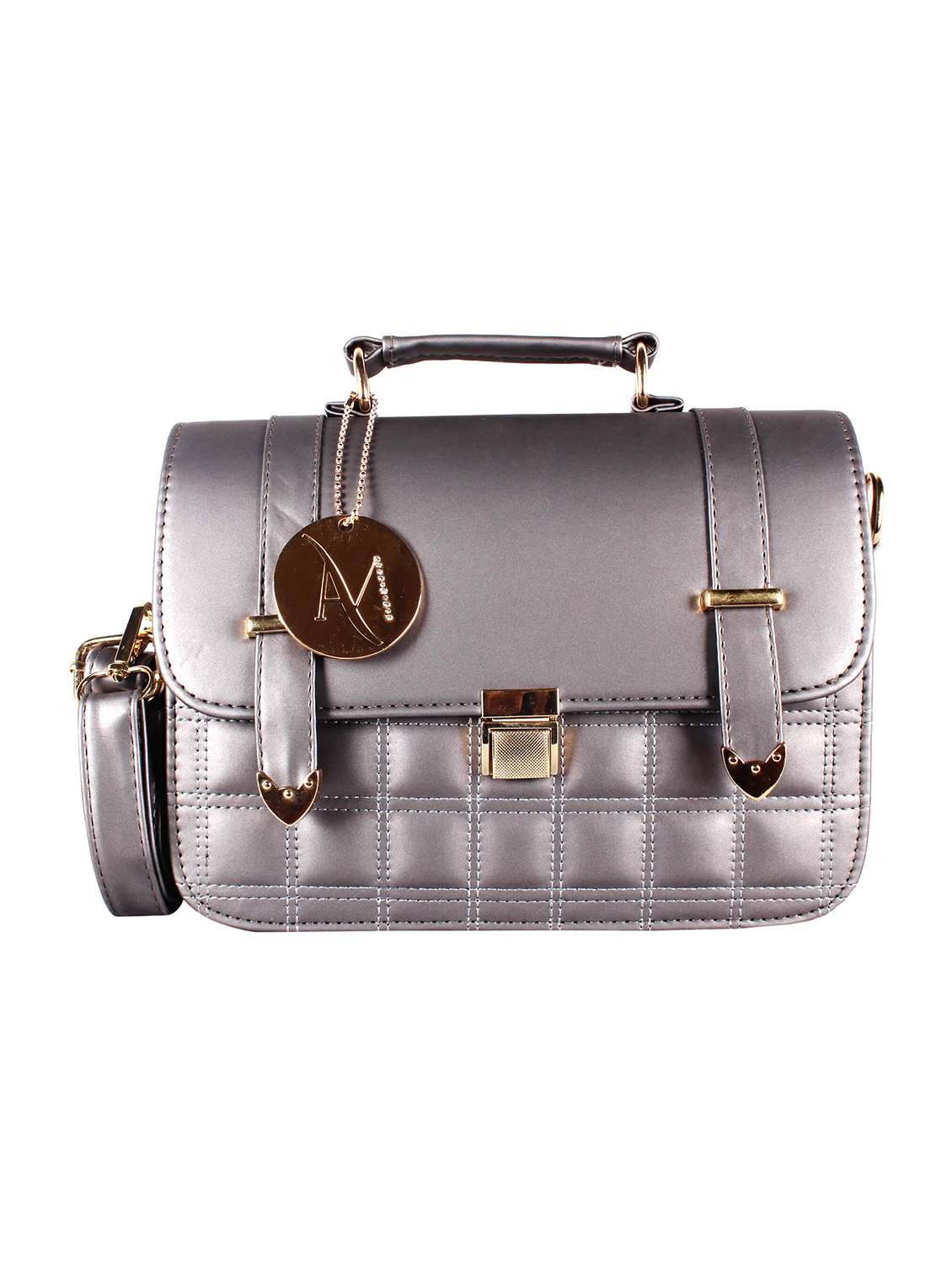 silver leatherette (pu) fashion satchel
