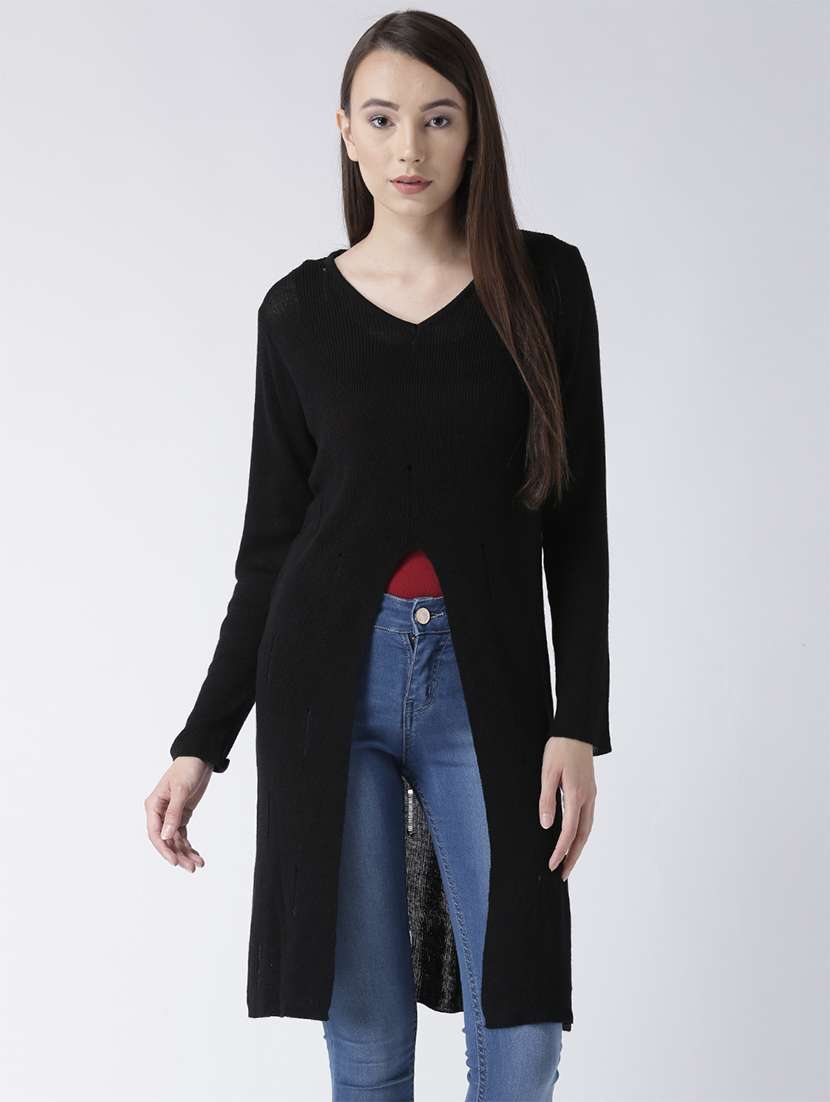 rib knit distressed pullover