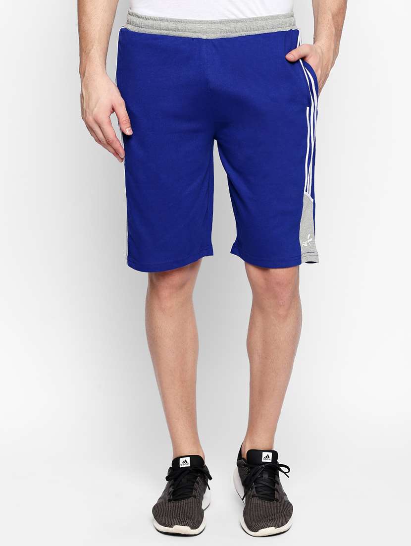blue cotton blend shorts