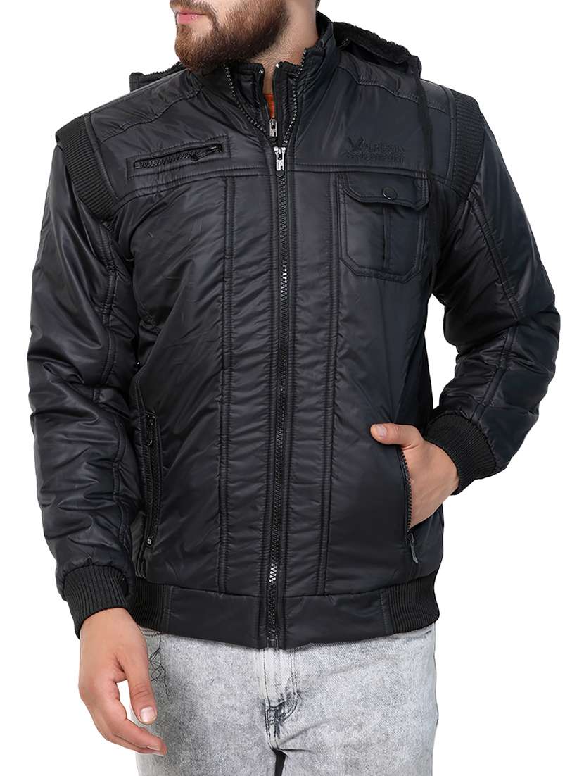 black nylon casual jacket