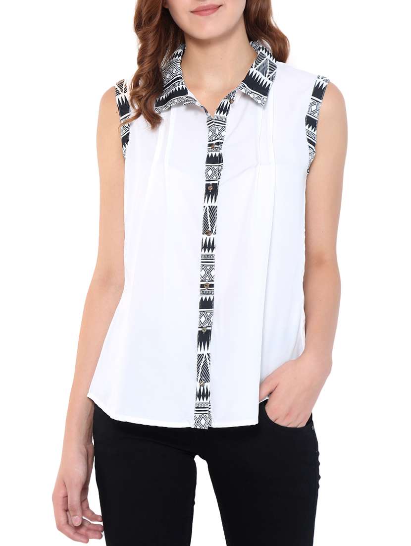 sleeveless geometric shirt