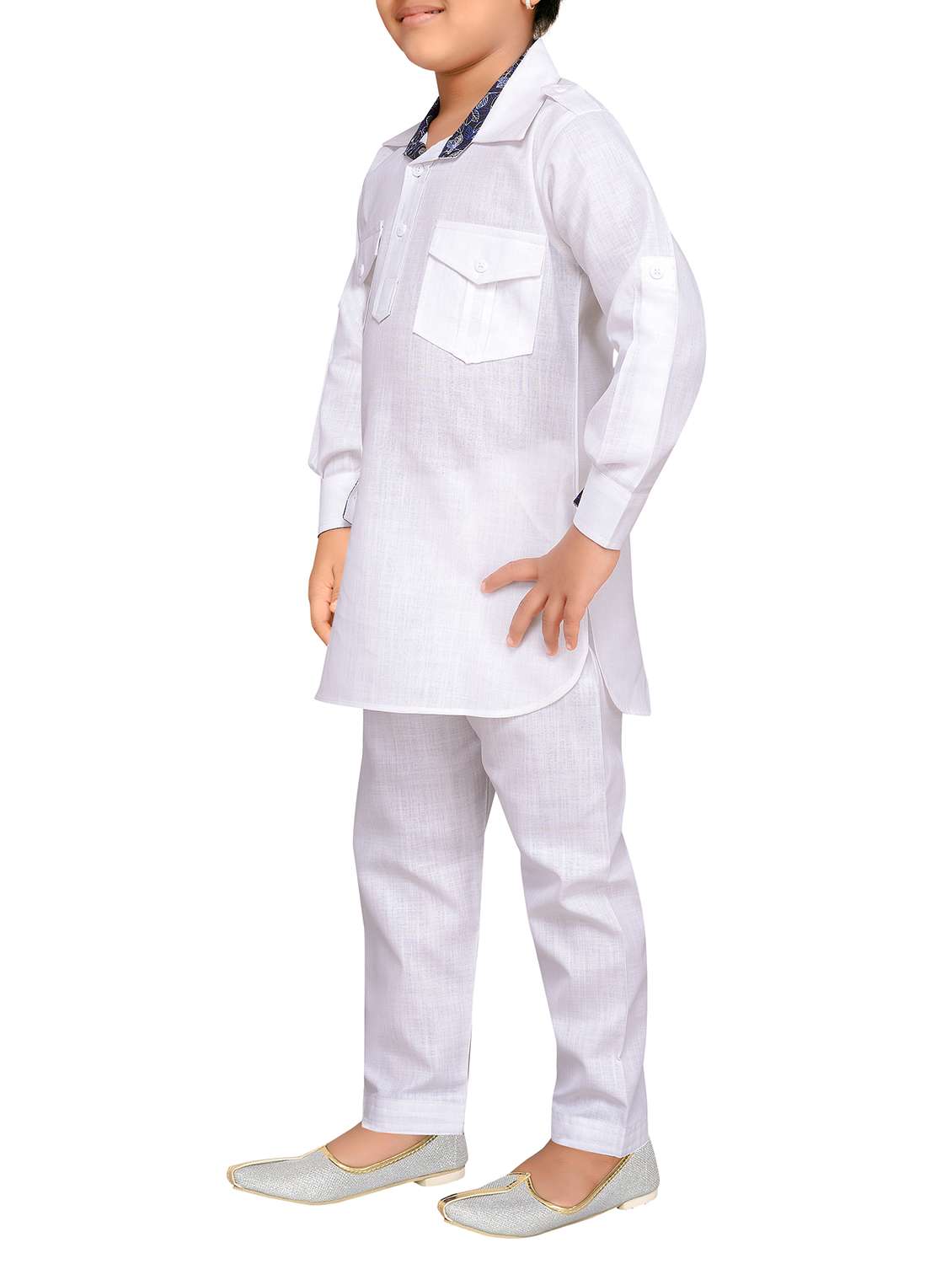 white cotton pathani kurta set - 15354079 -  Standard Image - 1