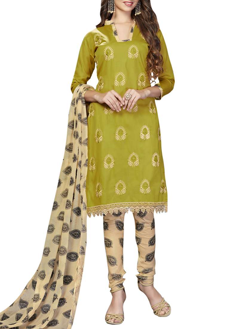 embroidered unstitched churidaar suit