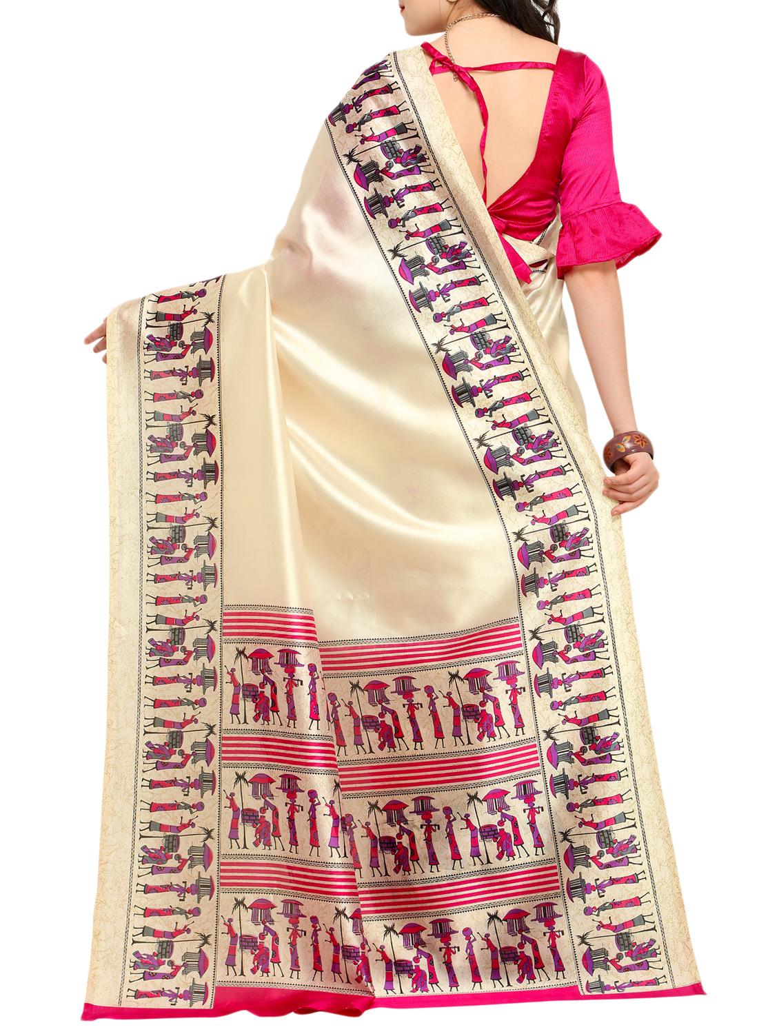 conversational bordered saree with blouse - 15354188 - Standard Image - 1