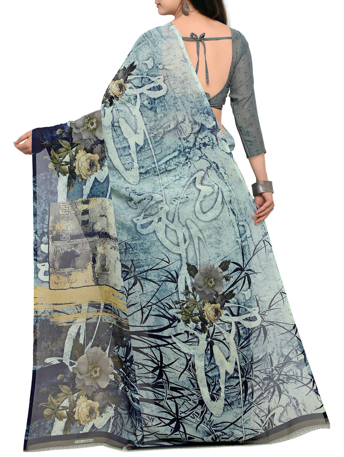 abstract printed saree with blouse - 15354212 -  Standard Image - 1