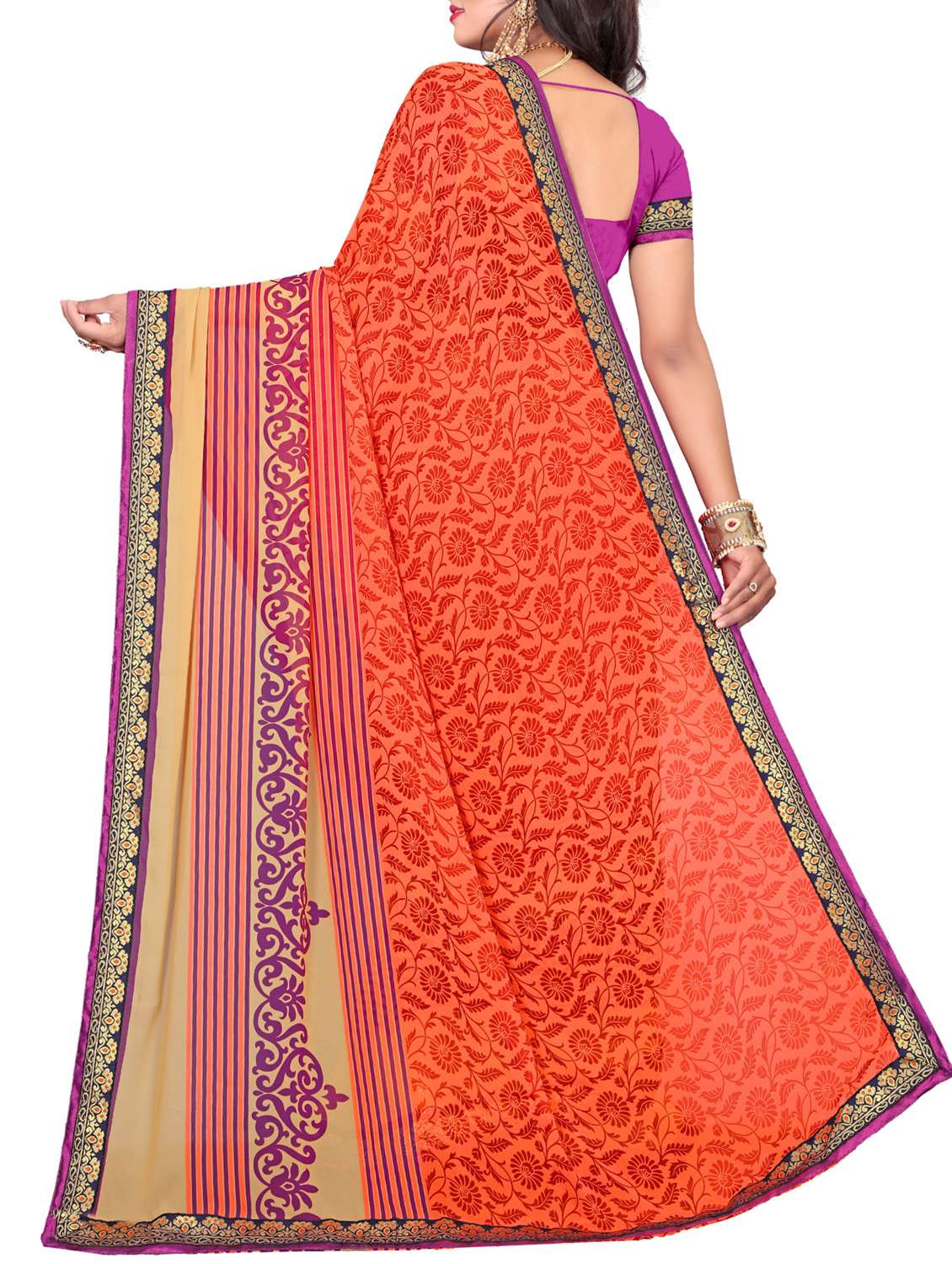 floral printed saree with blouse - 15354227 -  Standard Image - 1