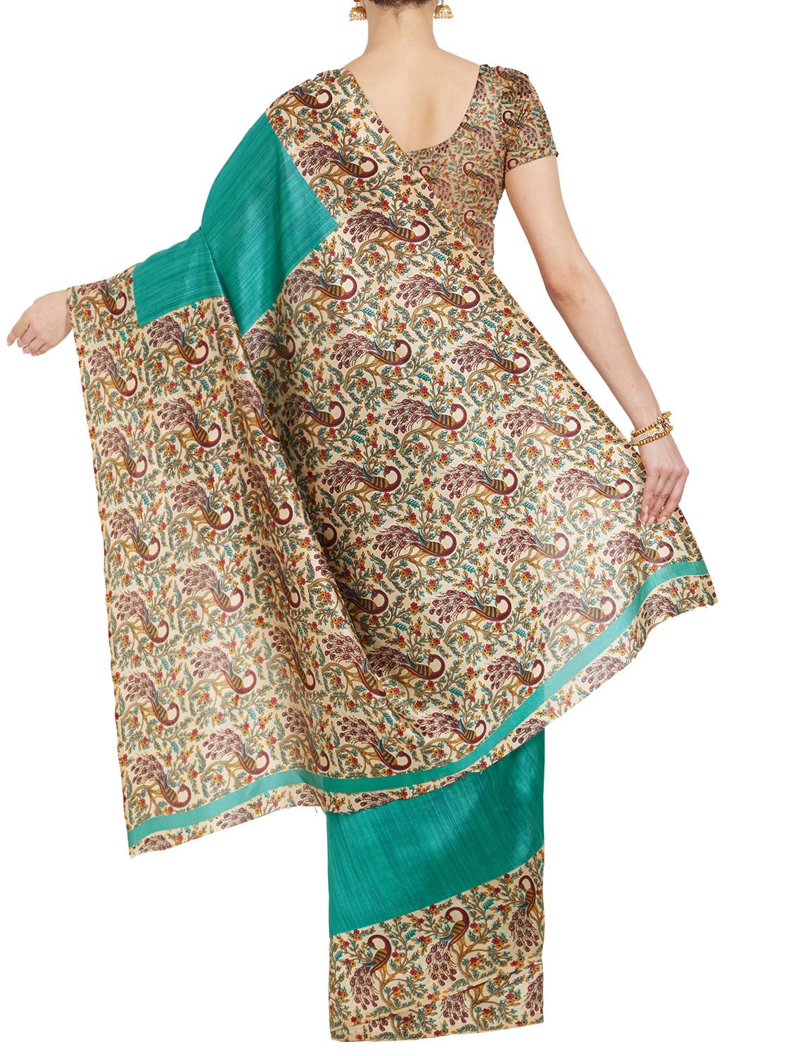 disty floral bordered saree with blouse - 15354270 - Standard Image - 1