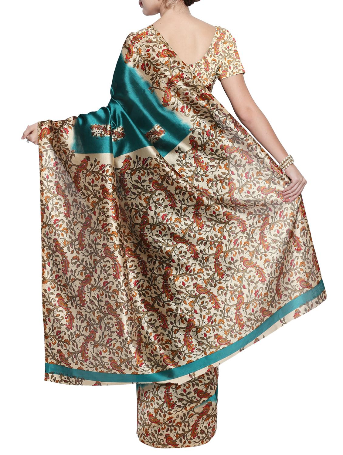 contrast bordered  saree with blouse - 15354273 -  Standard Image - 1