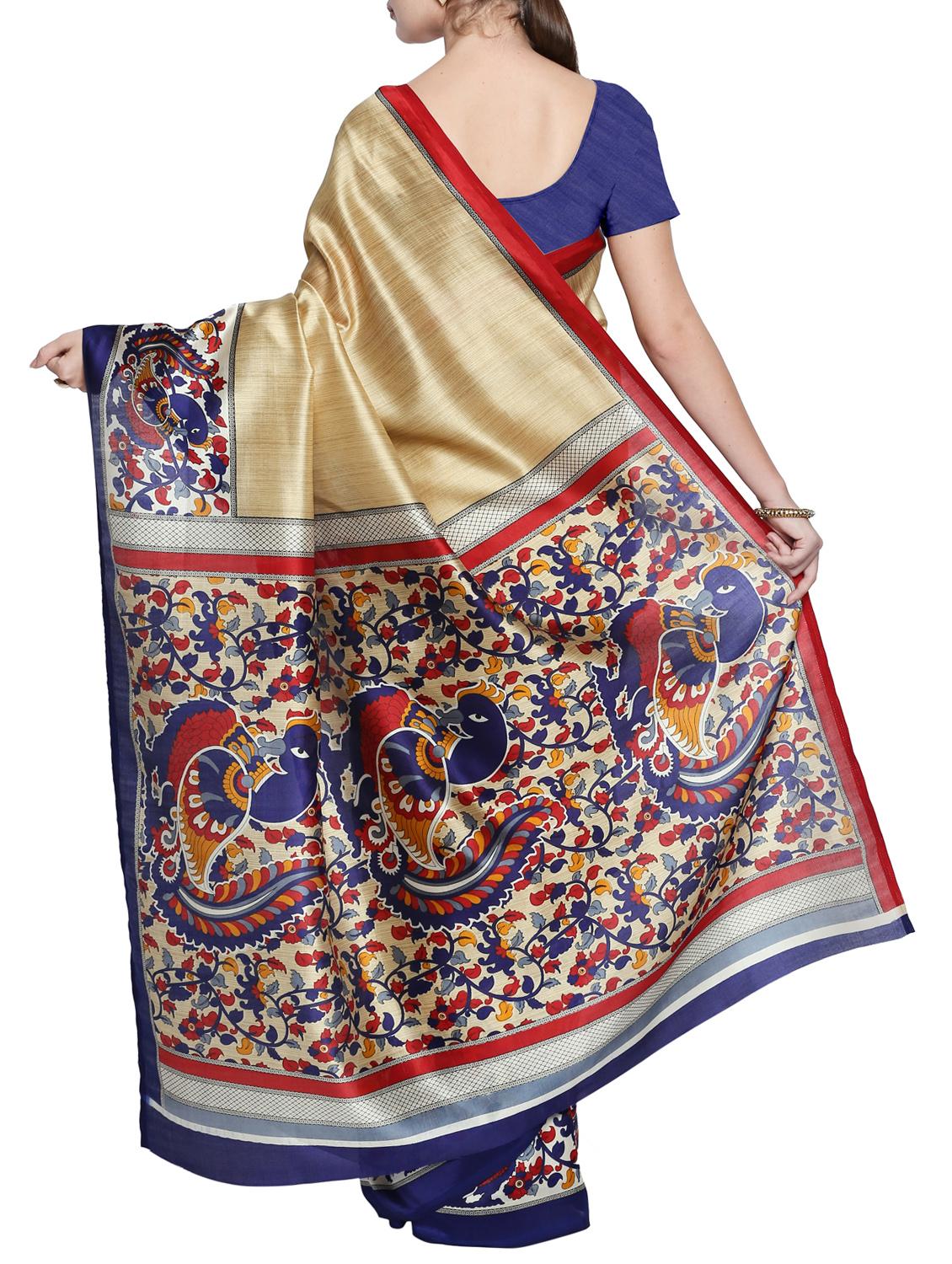 contrast bordered saree with blouse - 15354275 -  Standard Image - 1