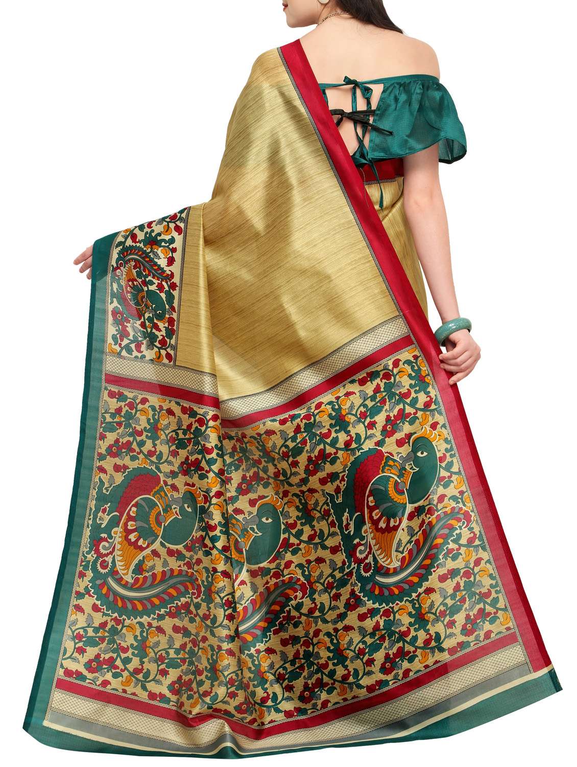 contrast bordered saree with blouse - 15354276 -  Standard Image - 1