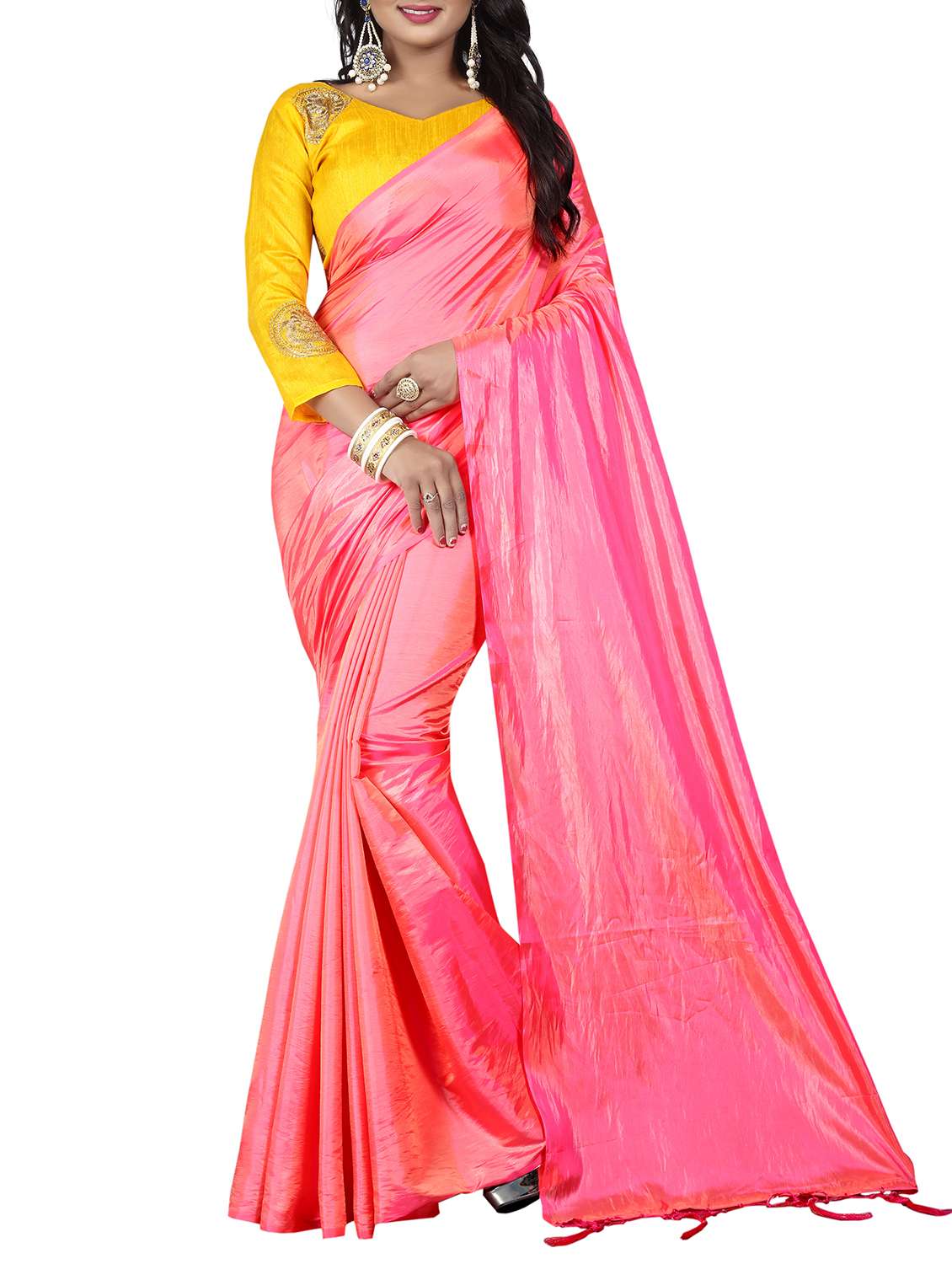 plain mysore silk saree with tassels with blouse