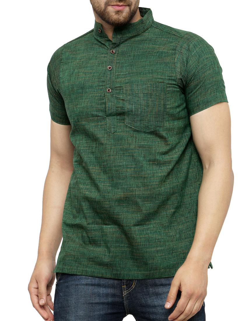 green cotton short kurta