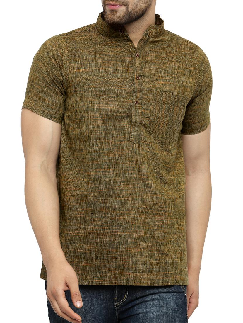 mens solid mandarin neck short kurta