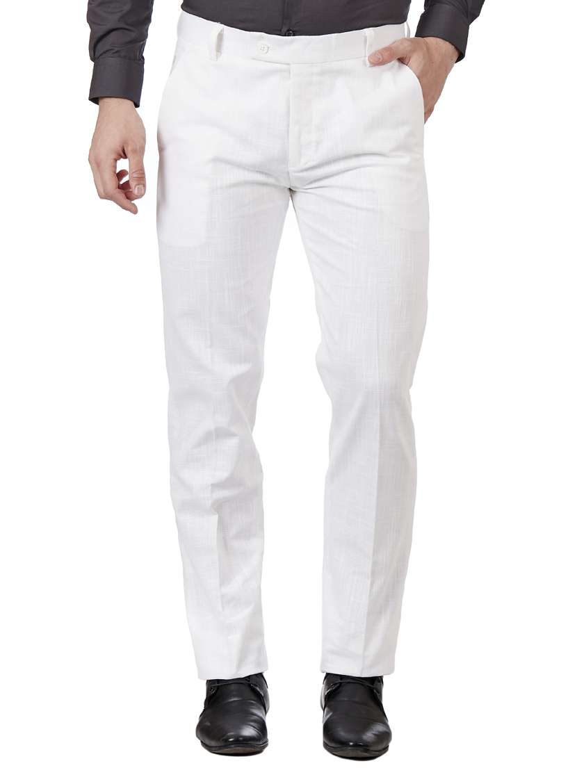 white linen flat front formal trouser