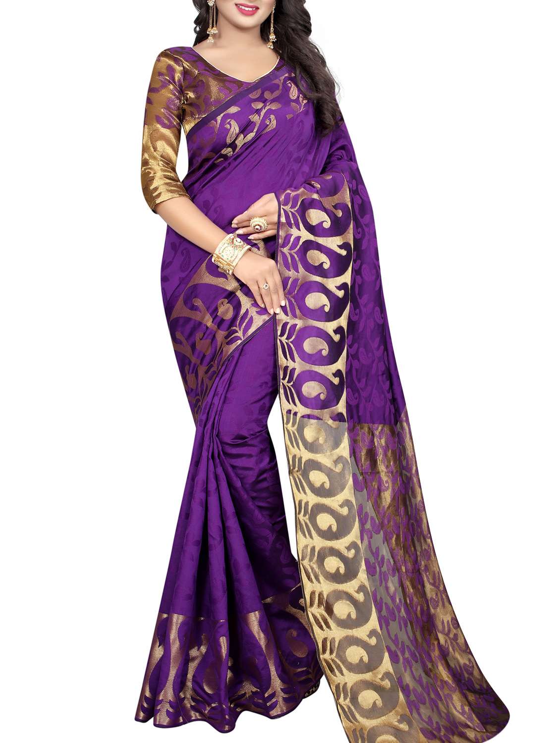 paisley jacquard work saree with blouse