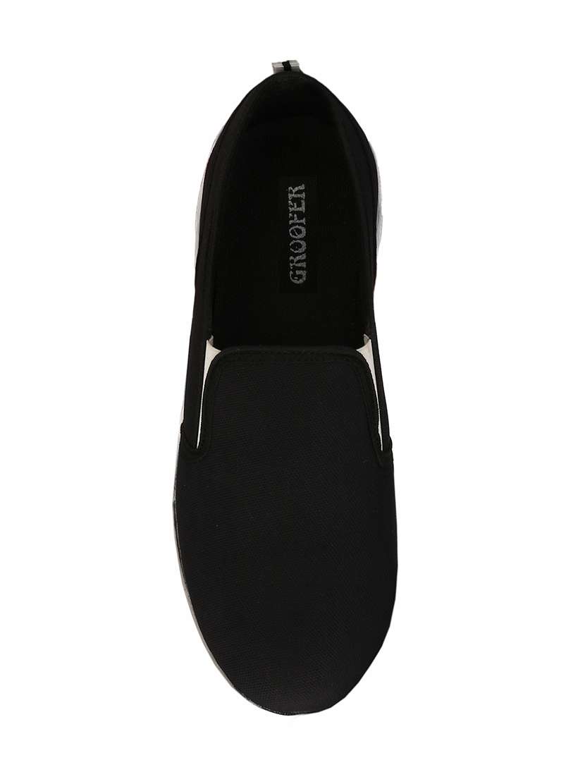 Black Canvas Casual Slip Ons