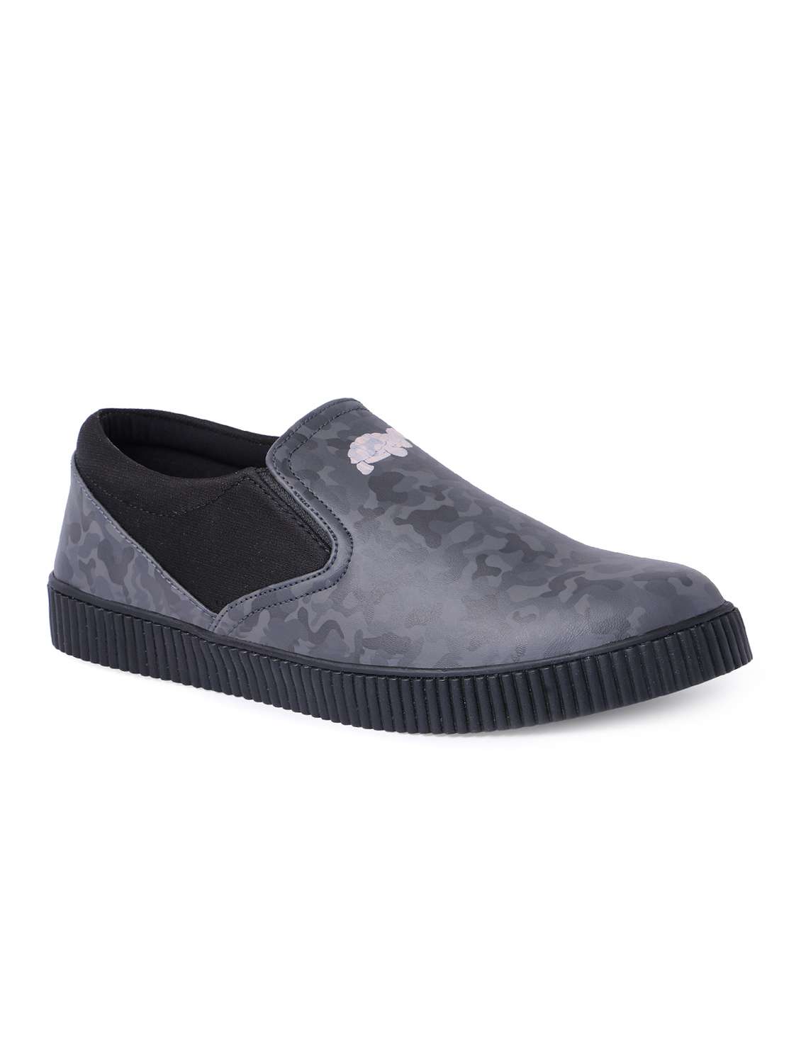 Grey Leatherette Casual Slip On