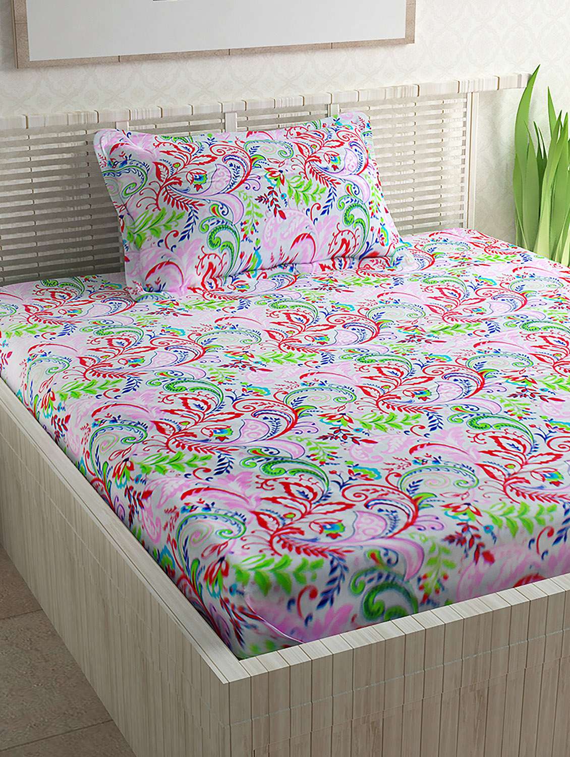100% cotton 120tc single bedsheet with 1 pillow cover