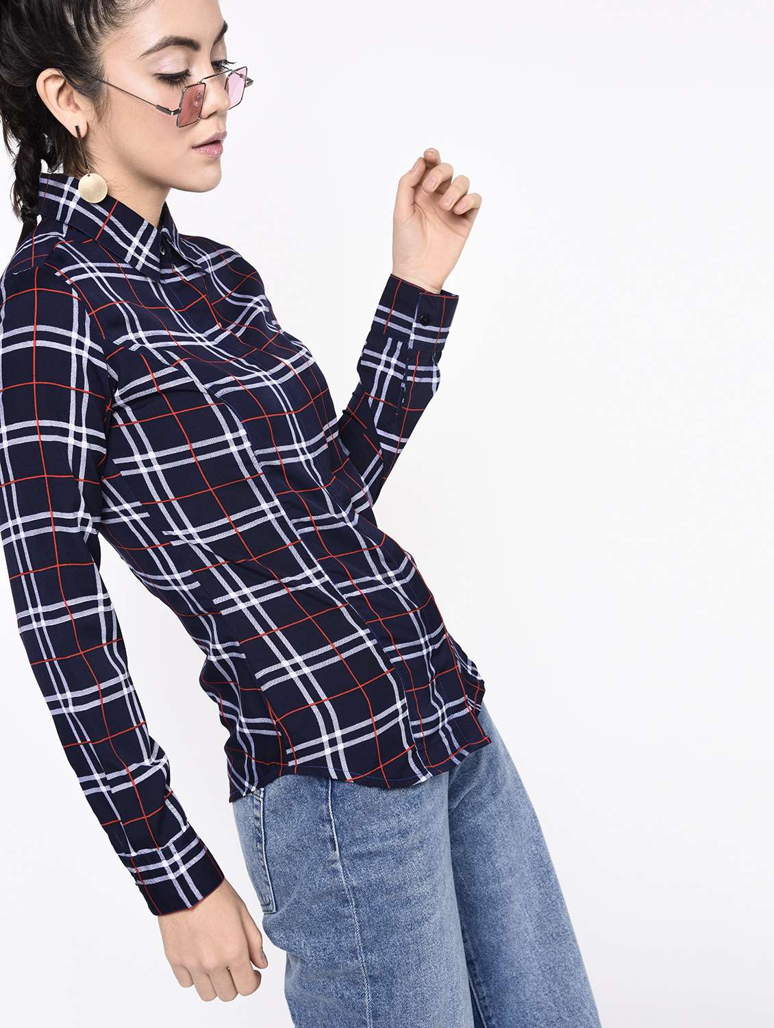 long sleeved checkered shirt