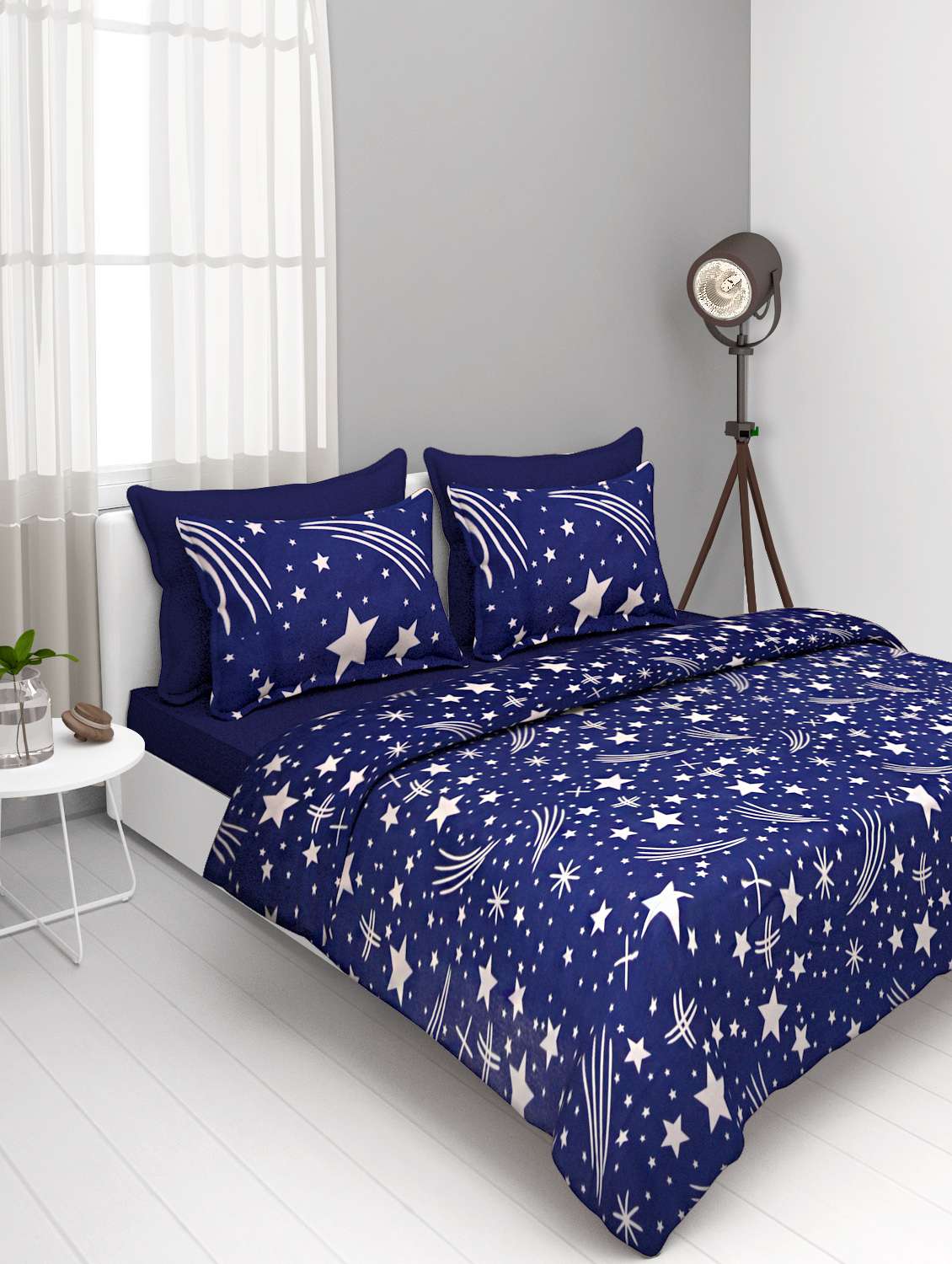 polycotton double bedsheet with 2 pillow covers