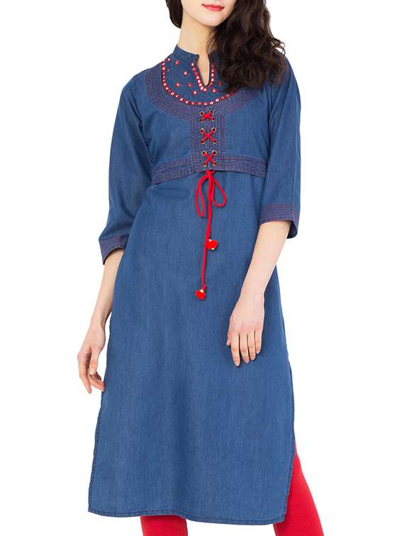 embroidered straight kurta